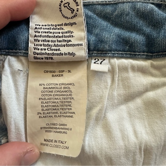 CLOSED Baker Women’s Jeans Anthropologie Size 27 Light Wash C91833 Made in Italy - Picture 6 of 10